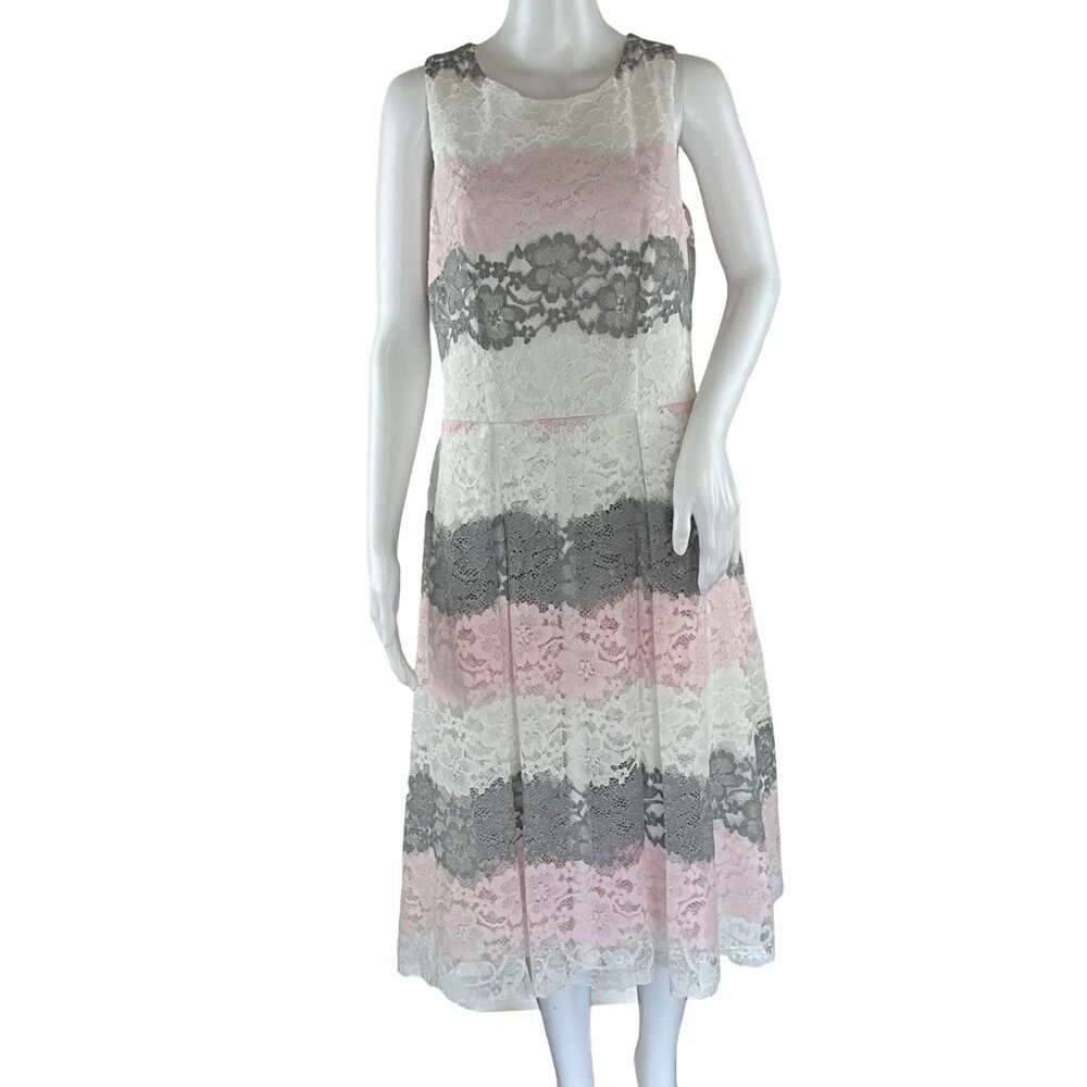 Long Tall Sally Women's Striped Lace A Line Dress Multicolor Sz 8